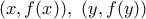 (x,f(x)), \ (y, f(y))