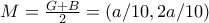 M=\frac{G+B}{2}=(a/10,2a/10) M=\frac{G+B}{2}=(a/10,2a/10)