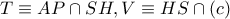 T \equiv AP \cap SH, V \equiv HS \cap (c)