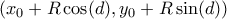 (x_0+R\cos(d),y_0+R\sin(d))