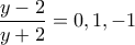 \displaystyle{\frac{y-2}{y+2}=0,1,-1}