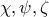 \chi ,\psi, \zeta 
