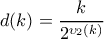 d(k)=\dfrac{k}{2^{\upsilon _2(k)}}
