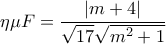 \eta \mu F = \dfrac{|m+4|}{\sqrt{17}\sqrt{m^2+1}}