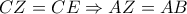 CZ=CE\Rightarrow AZ=AB