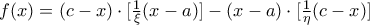 f(x)=(c-x)\cdot[\frac{1}{\xi}(x-a)]-(x-a)\cdot[\frac{1}{\eta}(c-x)]