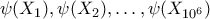  \psi(X_1), \psi(X_2), \ldots, \psi(X_{10^6}) 