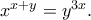 x^{x+y}=y^{3x}.