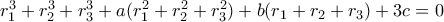 r_1^3+r_2^3+r_3^3+a(r_1^2+r_2^2+r_3^2)+b(r_1+r_2+r_3)+3c=0