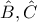\displaystyle{ 
\hat B,\hat C 
}