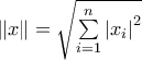 \left \| x \right \| = \sqrt{\sum \limits_{i=1}^{n} \left |x_i  \right |^2}