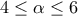 4 \le \alpha  \le 6