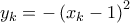 y_{k}=-\left( x_{k} -1\right)^{2} y_{k}=-\left( x_{k} -1\right)^{2}