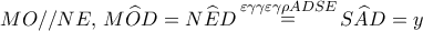 MO//NE,\,M\widehat OD = N\widehat ED\mathop  = \limits^{\varepsilon \gamma \gamma \varepsilon \gamma \rho ADSE} S\widehat AD = y