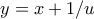 \displaystyle{y=x+1/u}