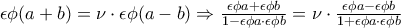 \epsilon \phi (a+b)=\nu\cdot \epsilon \phi (a-b)\Rightarrow \frac{\epsilon \phi a+\epsilon \phi b}{1-\epsilon \phi a\cdot \epsilon \phi b} = \nu\cdot \frac{\epsilon \phi a-\epsilon \phi b}{1+\epsilon \phi a\cdot \epsilon \phi b}