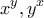 \displaystyle{x^y , y^x}