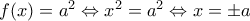 f(x)=a^{2}\Leftrightarrow x^{2}=a^{2}\Leftrightarrow x=\pm a