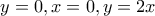 y=0 , x=0 , y=2x