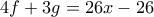 4f + 3g = 26x - 26