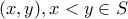 (x,y) ,x<y\in S