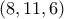(8 ,11,6)