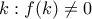 k:f(k) \neq 0