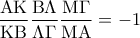 \displaystyle{\frac{{{\rm A}{\rm K}}}{{{\rm K}{\rm B}}}\frac{{{\rm B}\Lambda }}{{\Lambda \Gamma }}\frac{{{\rm M}\Gamma }}{{{\rm M}{\rm A}}} =  - 1}