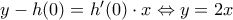 y-h(0)=h&rsquo;(0)\cdot x \Leftrightarrow y=2x