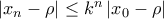 \left | x_n-\rho \right |\leq k^n\left | x_0-\rho \right | \left | x_n-\rho \right |\leq k^n\left | x_0-\rho \right |