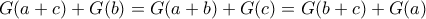 G(a+c)+G(b)=G(a+b)+G(c)=G(b+c)+G(a)