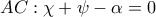 AC:\chi +\psi -\alpha =0
