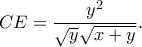 \displaystyle{CE=\frac{y^2}{\sqrt{y}\sqrt{x+y}}.}