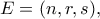 E=(n,r,s),