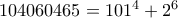 104060465=101^4 + 2^6 104060465=101^4 + 2^6