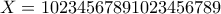 X=10234567891023456789