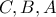 C,B,A