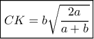 \displaystyle \boxed{CK=b\sqrt{\dfrac{2a}{a+b}}} \displaystyle \boxed{CK=b\sqrt{\dfrac{2a}{a+b}}}