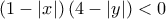 \left(1-\left|x \right| \right)\left(4-\left|y \right| \right)<0