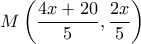 \displaystyle M\left( {\frac{{4x + 20}}{5},\frac{{2x}}{5}} \right)