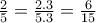 \frac{2}{5}=\frac{2.3}{5.3}=\frac{6}{15}