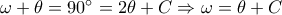 \omega  + \theta  = 90^\circ  = 2\theta  + C \Rightarrow \omega  = \theta  + C