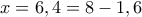 x=6,4=8-1,6 x=6,4=8-1,6