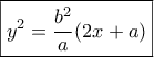 \boxed{{y^2} = \frac{{{b^2}}}{a}(2x + a)}
