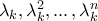 \lambda _k, \lambda _k ^2 , ... \, , \lambda _k ^n \lambda _k, \lambda _k ^2 , ... \, , \lambda _k ^n
