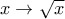 x\to \sqrt{x}