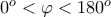 0^o<\varphi<180^o 0^o<\varphi<180^o
