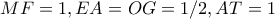 MF=1, EA=OG=1/2, AT=1 MF=1, EA=OG=1/2, AT=1