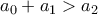 \displaystyle{a_{0}+a_{1}>a_{2}}