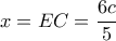  x=EC= \dfrac{6c}{5} 